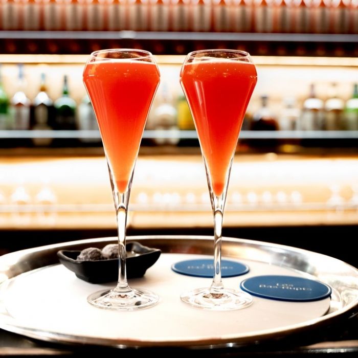 Signature cocktails served at the lounge bar of Les Bas Rupts, a charming hotel in Gérardmer.